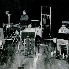 Tone Road Ramblers rehearsal at Roulette, NYC with David Sasaki, clarinet, and Michael Udow, percussion
